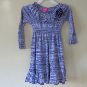 PINKY Dress Long Sleeve Size 4T Girls Lined Sparkly Ruffle Purple Casual Church